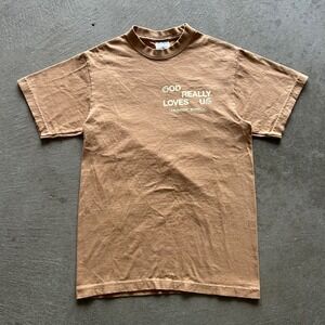 Vintage Crowder Supply Shirt Size Medium Brown Jesus God Real Loves Us